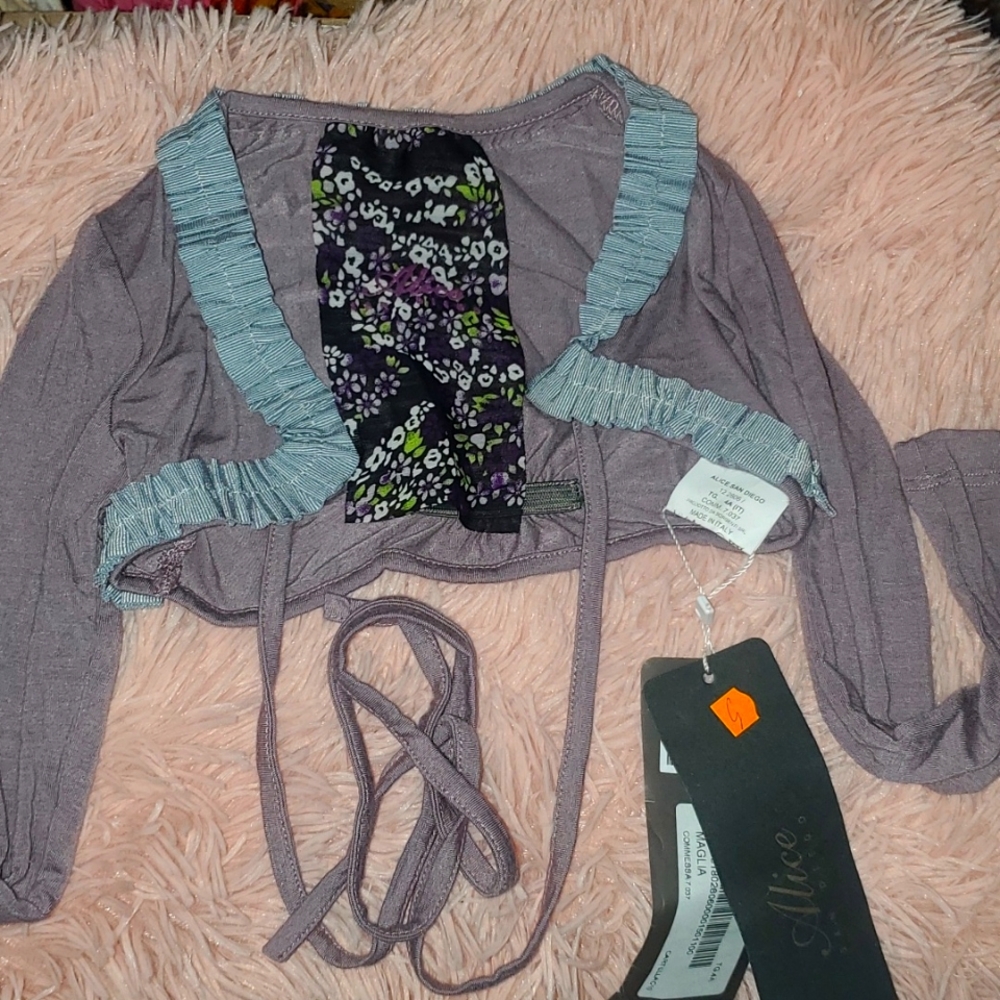 NWT Alice San Diego purple long sleeve crop jacket cardigan top tie front